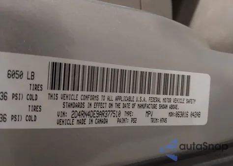 2010 Dodge Grand Caravan Se from USA, damaged, VIN 2D4RN4DE9AR377510